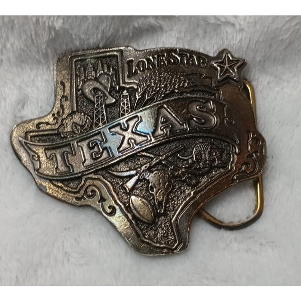 Vintage 1980 State of Texas Brass Belt Buckle Made in USA Serial #142 Western